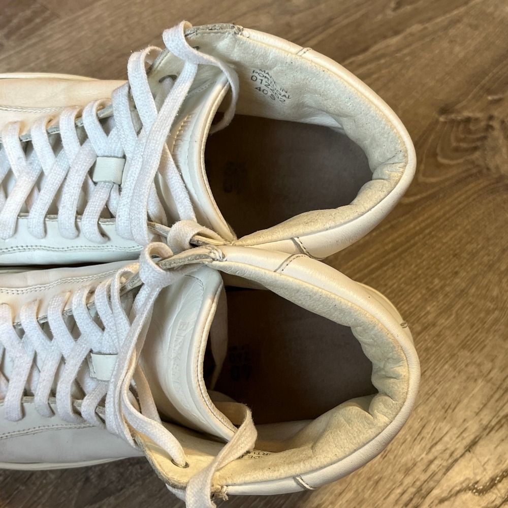 Birkenstock Bend‎ Mid White Leather High Top Sneakers Shoes Womens 40 L9 M7 - Picture 6 of 10